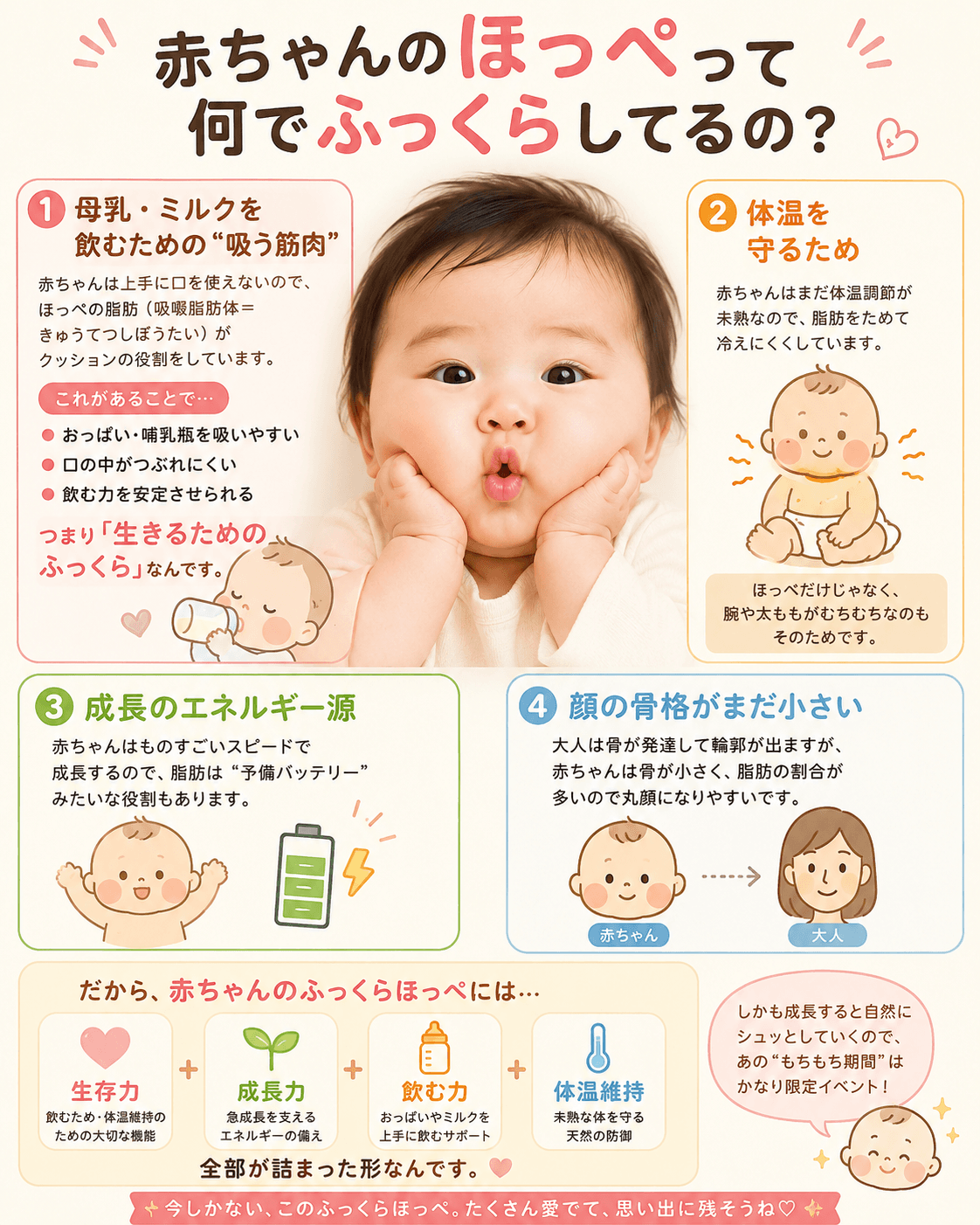 赤ちゃんのほっぺって何でふっくらしてるの?